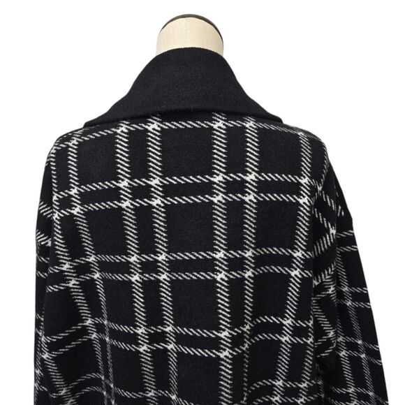 Kut From The Kloth Azalea Houndstooth Plaid Sweater‎ Coat Black/White Size XL - Picture 11 of 12